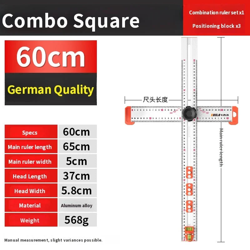 Woodworking T-Square Ruler 2 in 1 Drill Guide Hole Positioning Measuring Tool