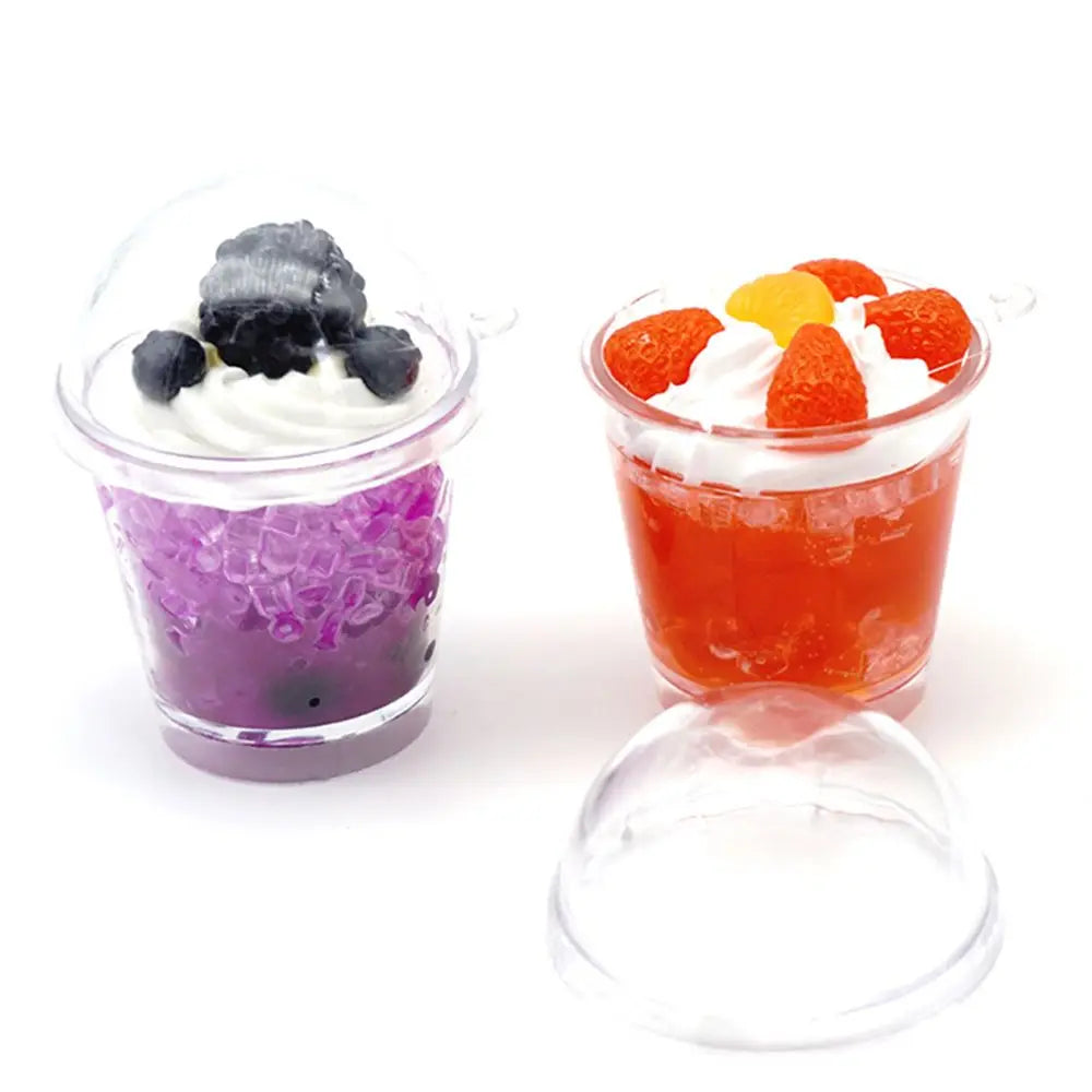 10Pcs Disposable Miniature Frappuccino Cup Home & Kitchen Ice Cream Cups Cover Lid Cake Decorating Plastic Baking Pastry Tools
