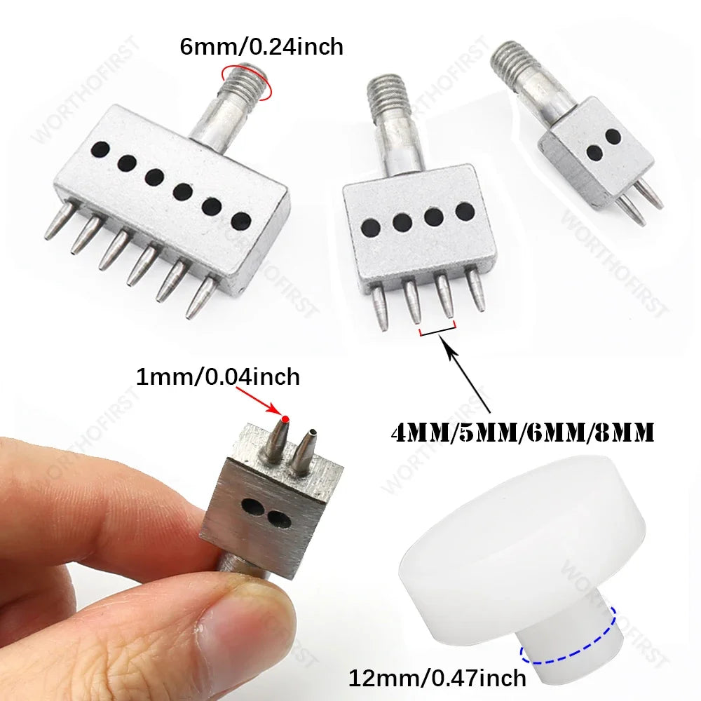 1Pcs M6 Thread Punching Suitable for European Vulcan 3 Round Spacing Cutting Dies LeatherCraft DIY Handmade Stitching Accessory