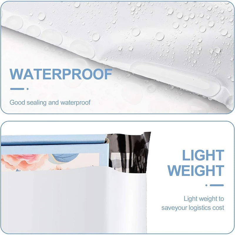 100Pcs White Poly Mailers Self-Sealing Shipping Bags Waterproof Packaging Envelopes Tear-Proof Courier Bags for Small Business