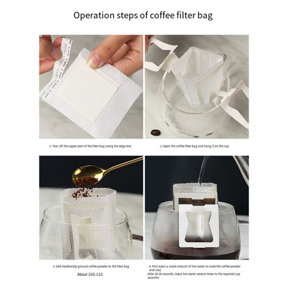 50pcs Coffee Filter Paper Bags Disposable Drip Coffee Bag Portafilter Hanging Ear Espresso Coffee Accessories Tea Tool