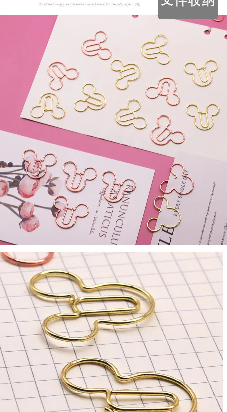 Special-shaped Paper Clip Golden Creative Cute Cartoon Paper Clips Metal Shape Gold Color Bookmark Stationery Office Paperpins