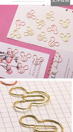 Special-shaped Paper Clip Golden Creative Cute Cartoon Paper Clips Metal Shape Gold Color Bookmark Stationery Office Paperpins