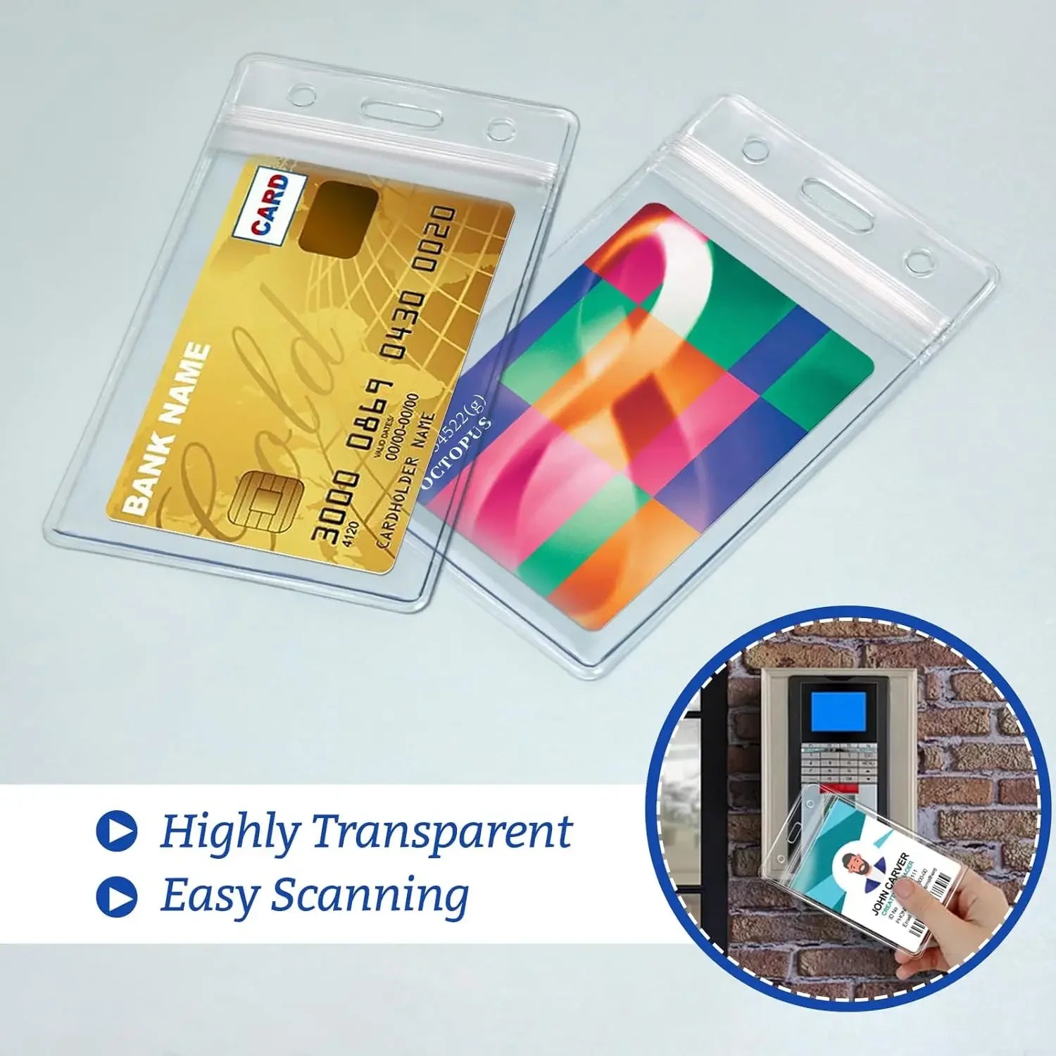 50/20/10PCS Transparent Name ID Badge Holder Waterproof Thick Vertical Business Card Holder Protectors with Resealable Zip