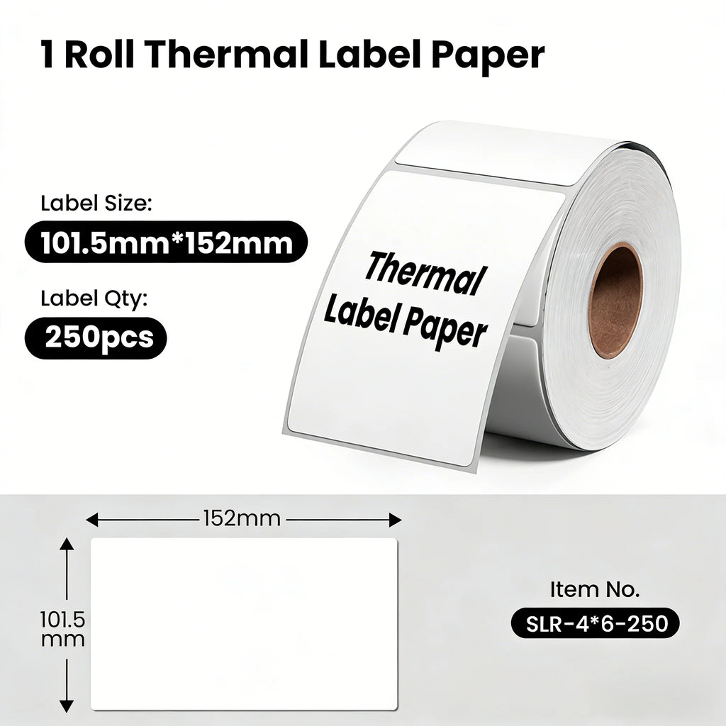 Phomemo 4X6 Adhesive Thermal Shipping Label 500 Labels per Stack - 4x6 FanFold Thermal Labels for 241bt Shipping Label Printer