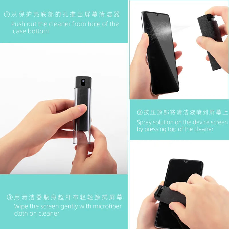 2 In1 Multifunction Microfiber Screen Cleaner Spray Bottle Set For Phone Tablet Latop Cleaning Wipes Cleaner Without Liquid