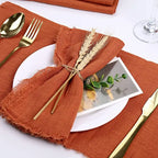 10pcs 32x32cm Wholesale terracotta Gauze Cotton Napkin Reusable Tea Towel Wedding Party Christmas Table Decor Retro Burrs napkin