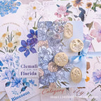 6-Piece Floral Wax Seal Stamp Set with Detachable Wooden Handle—Vintage Style, Ideal for Wedding and Birthday Party Invitations