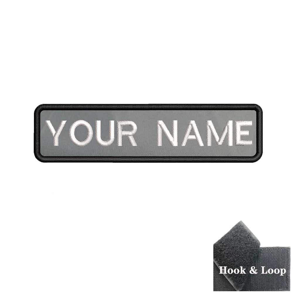 1PC 10cmX2.5cm Custom Personalized Name number Patch Stripes Badge tags chevrons Armband Iron On Or Hook Loop embroidered