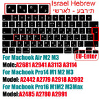 Keyboard Cover for 2022-2024 M4 M3/M2/M1Chip Pro 14"/16" A3401/A2992/A2779/A2991/A3403 MacBook Air 15.3"/13.6" A3113/A3114/A2941