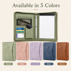 A4 Zippered Portfolio Organizer with 3-Ring Binder, Tablet Sleeve, Card Slots, Phone Pocket and Memo Pad