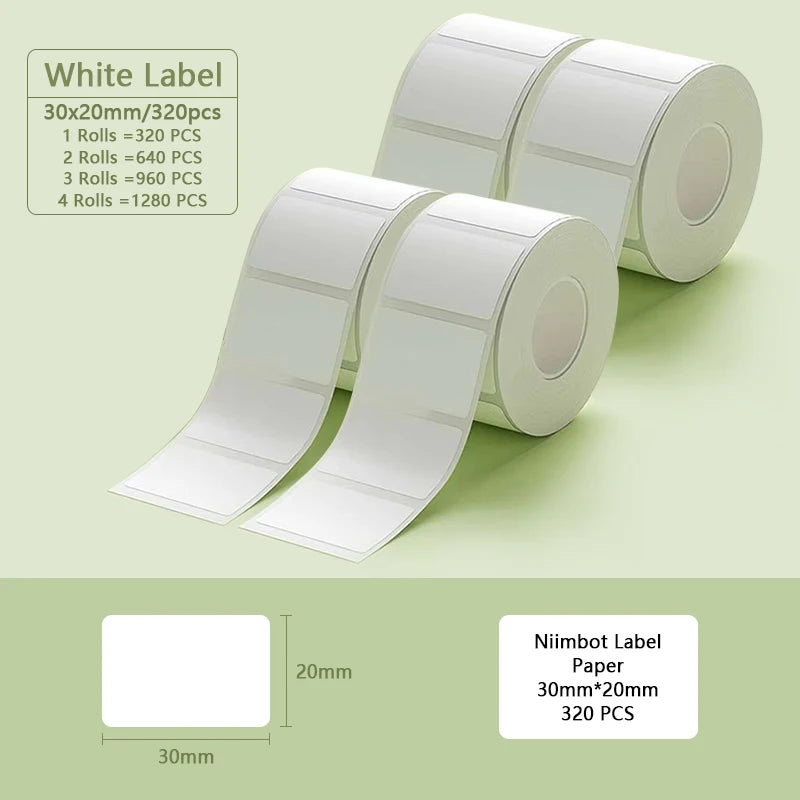 Niimbot B1 Portable Printer White Sticker 2/3/4/5Rolls Waterproof Paper Adhesive Label Printer Residential &Commercial For B21