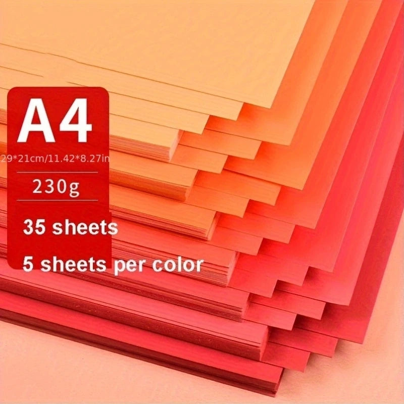 35sheets Colored Paper Cardstock Different Color Cardstock 230 GSM for DIY Art Scrapbook Paper Crafting School Office Supplies