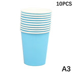 10PCS 9oz 250ml Solid Thick Paper Cup Disposable Cup Wedding Birthday Party Holiday Disposable Tableware