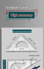 2Pcs/Set Multifunctional Triangle Ruler 30/45 Degree Measurement Angle Isosceles Triangle Ruler Geometry Students Drafting Tool