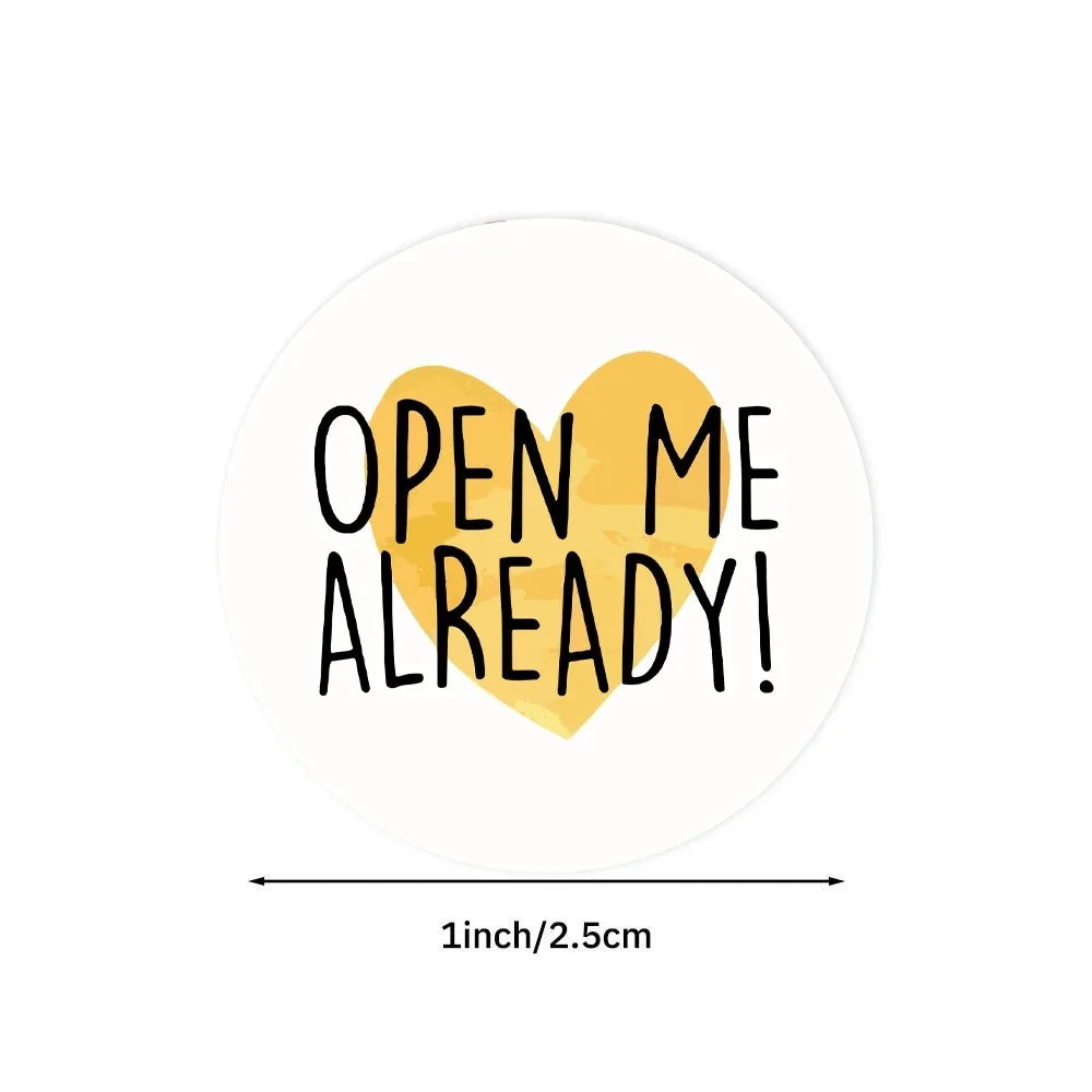50-500Pcs“Open Me Already" Stickers 1inch Thank You Sticker For Gift Box Decoration Stationery Envelope Postcards Sealing Labels