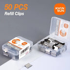 KHINSUN Paper Clipper Staplers Push Clamp File Documents Binding Tool Stapling Machine Paper Clips With Refills Office Supplies