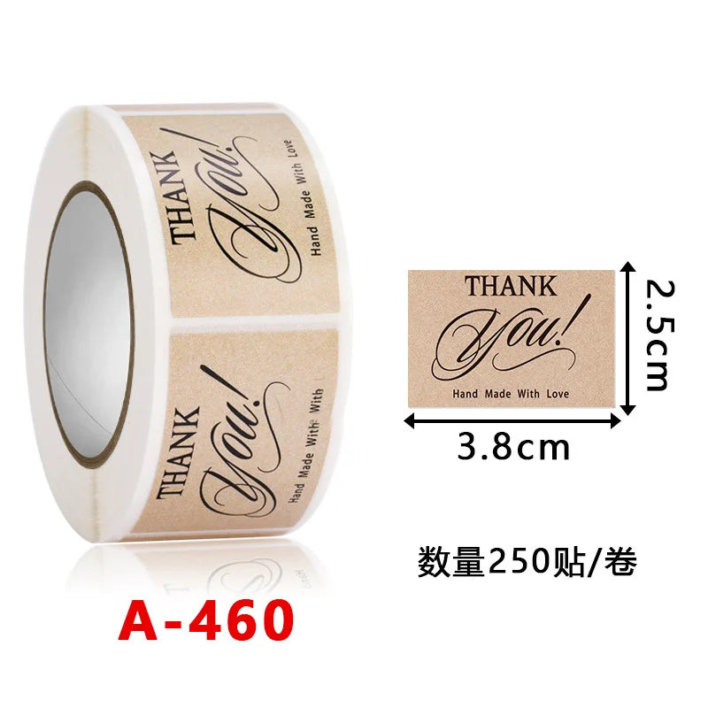 250Pcs Rectangle Thank You for Your Order Stickers Labels for Small Business Decor Sticker Stationery Supply 2.5*3.8cm
