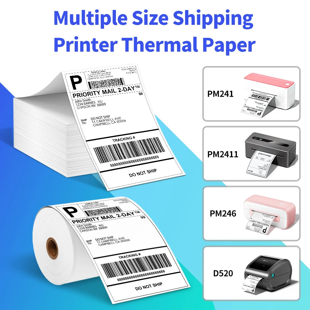 100 pcs Phomemo A6 Size Shipping Labels 100x150mm Thermal Label Stickers Roll for PM-241BT/D520/246S Waybill Printer Labeler
