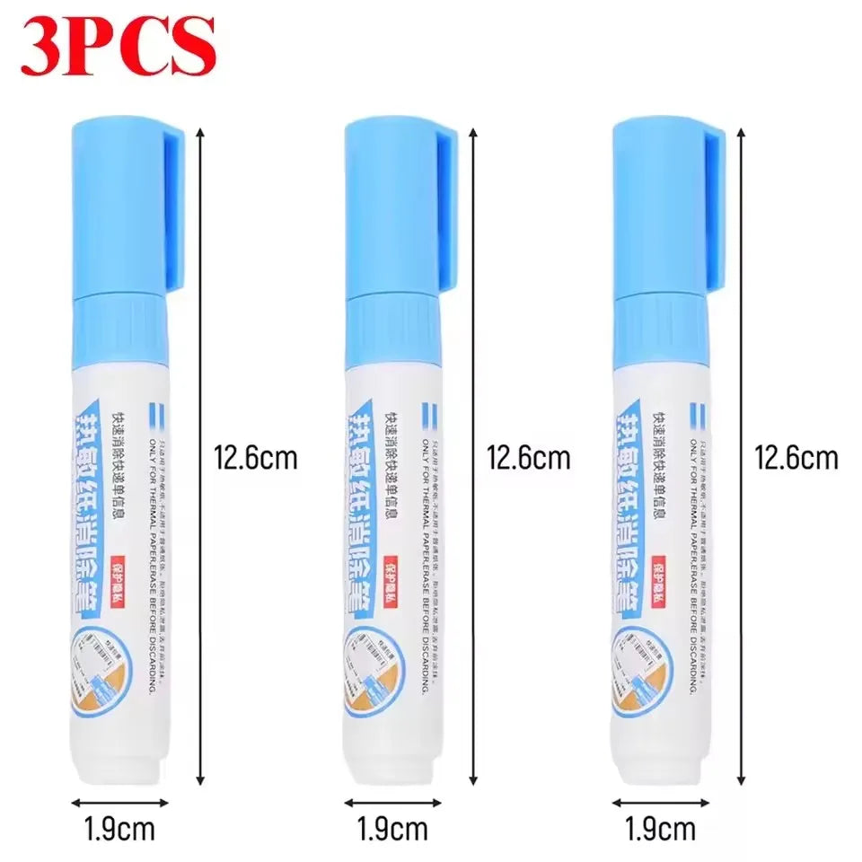 1/2/3 Pack Thermal Paper Correction Fluid Applicator Privacy Text Quick-Dry Cover-Up Liquid Correction Tool Traceless Eraser Pen