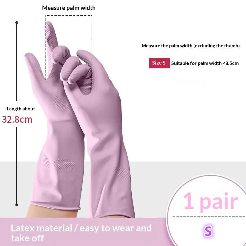 dailyWater Resistant Dish Washing Gloves 1 Pair Durable Latex Rubber Gloves Reusable for Kitchen Cleaning Laundry Gardening Use