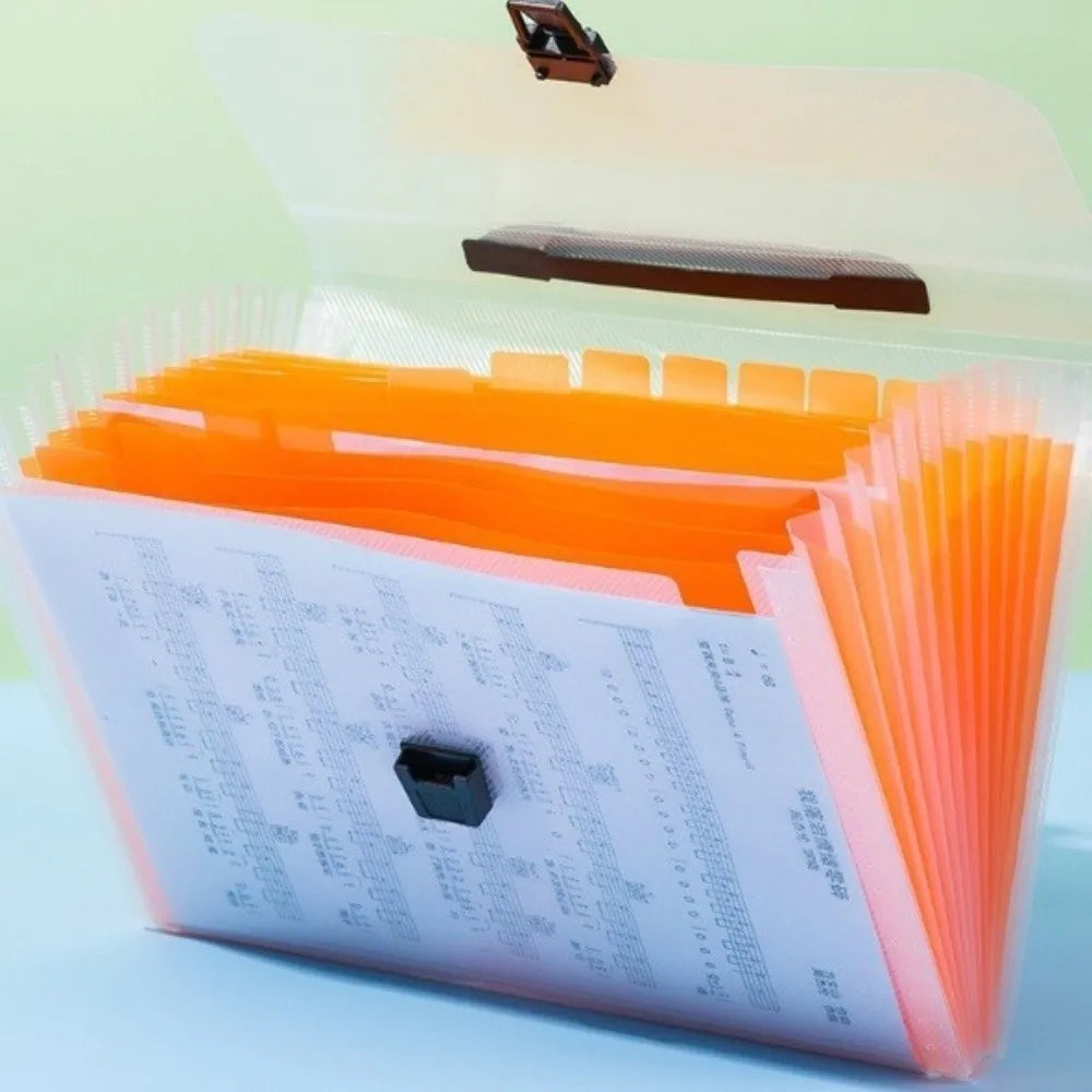 Durable A4 Portable Accordion Bag Organ Bag Large Capacity 13 Layer Folder Transparent Thickened Test Paper Storage Bag Student