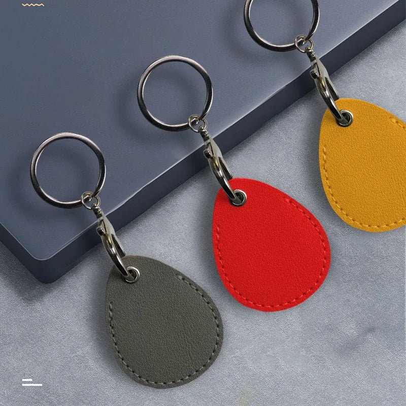 1PCS PU Leather Mini Card Holder Keychain Key Ring Door Lock Access Tags ID Card Case Keychain Access Card Bag Key Tag Ring