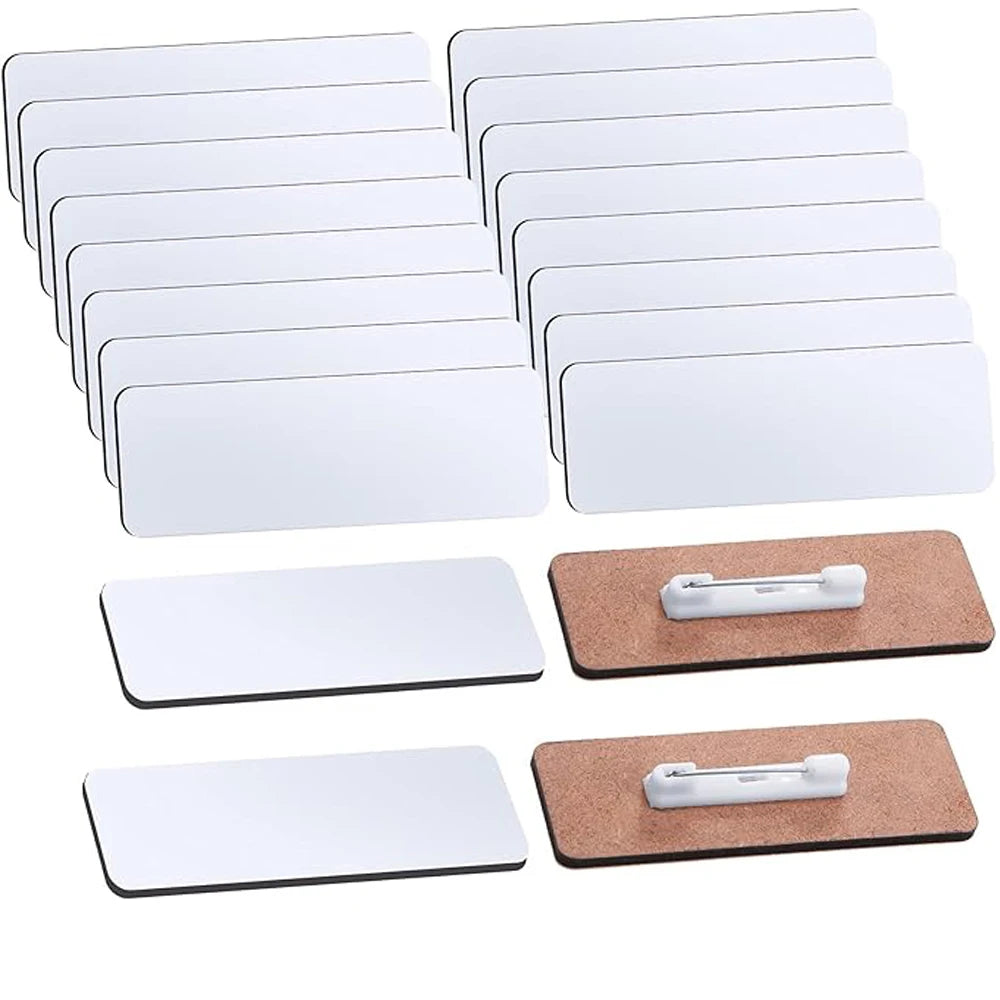 20Pcs Sublimation Name Tags Diy Blank Id Name Badges with Pins Customized Personalized Name Tags for School Office