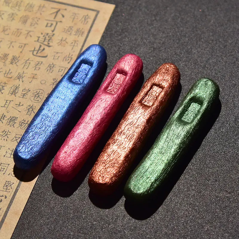 Colored Pearlescent Ink Stick Handmade Chinese Sumi Solid Ink Stick Traditional Calligraphy Ink Stick for Beginners Practicing