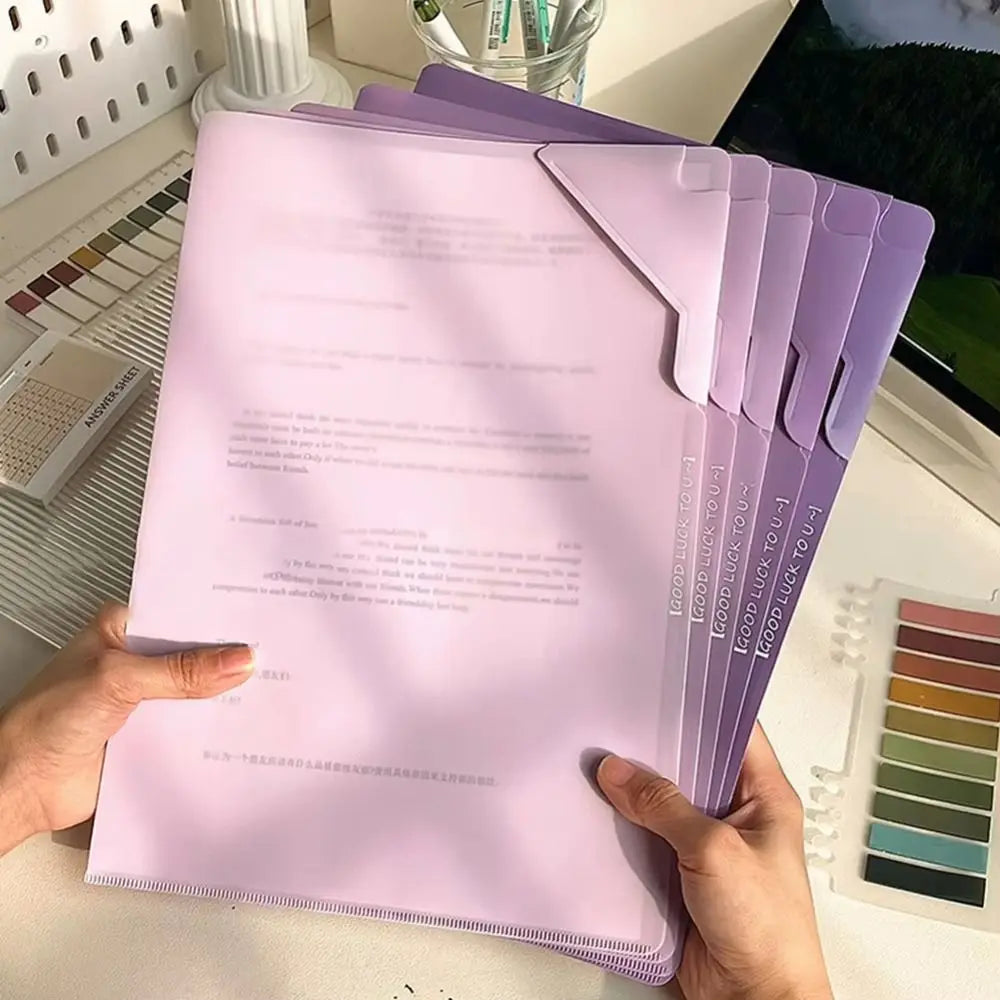 Creative Large Capacity File Folders Waterproof L-Shaped File Organizer Plastic Sorting Storage Document Bag For Student