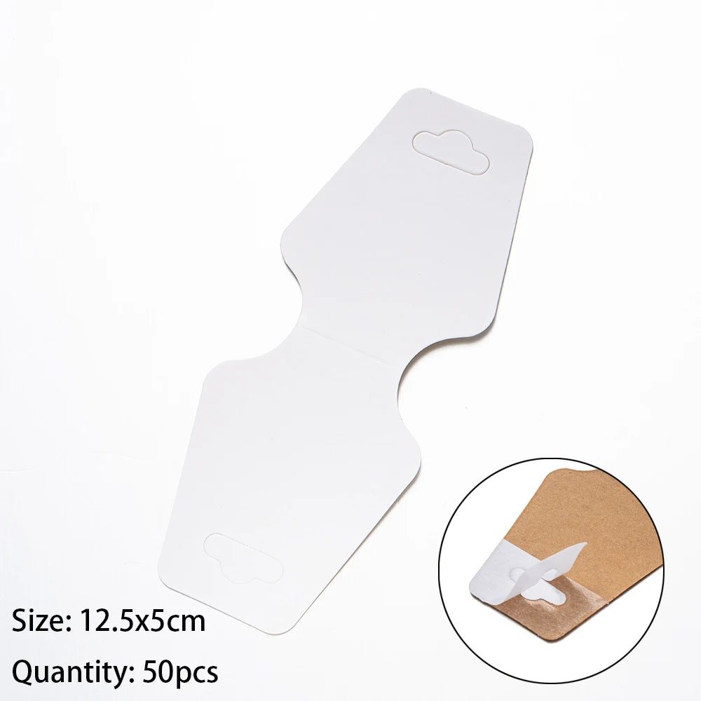 50Pcs Blank Necklace Bracelet Display Foldable Adhesive Price Tag Holder Cards Packaging For Jewelry Small Businesses Supplies