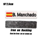 Custom Spain Name Tags Army Blood Number ID Embroidered Patches with Iron on Hook Backing