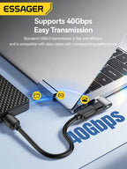 Essager USB4.0 40Gbps OTG Converter 240W Power Delivery Right Angle USB C Data Transfer Adapter For Phone Macbook Tablet 8K60Hz