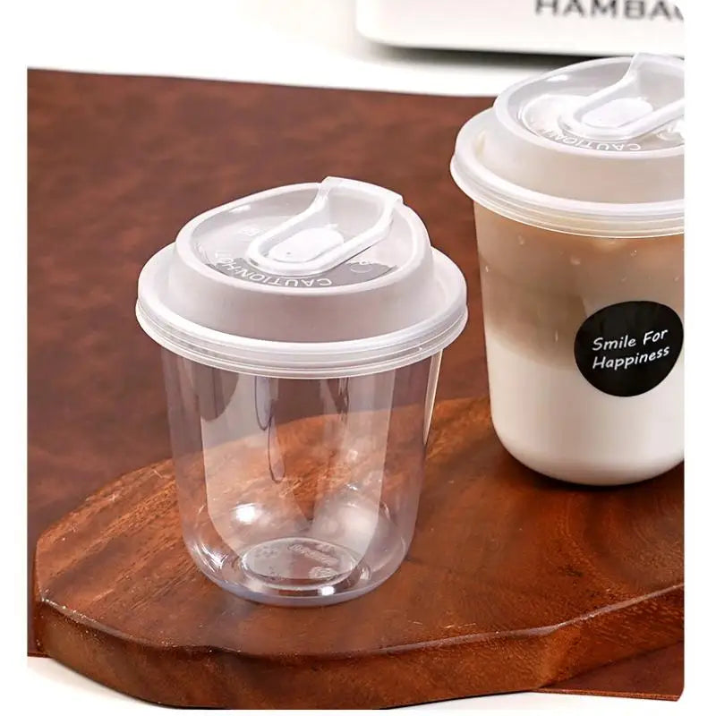 10pcs Transparent Coffee Cups With Lids U-shaped Disposable Cups For Hot Drink Milk Tea Takeaway Beverage Cups〔CC11〕