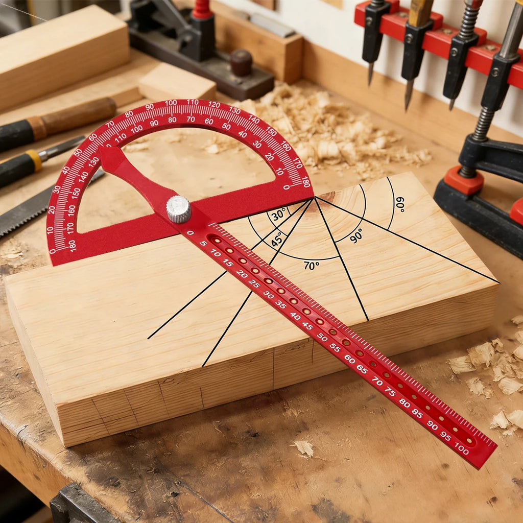 ABS Protractor Angle Marking Ruler, Multifunctional Protractor Woodworking Ruler for High-precision Angle Measurement