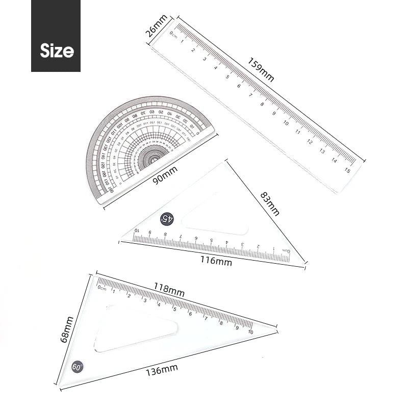 8-in-1 Compass Ruler Set with Iron Box Mathematical Geometry Drawing Tools Protractor Stationery for Students