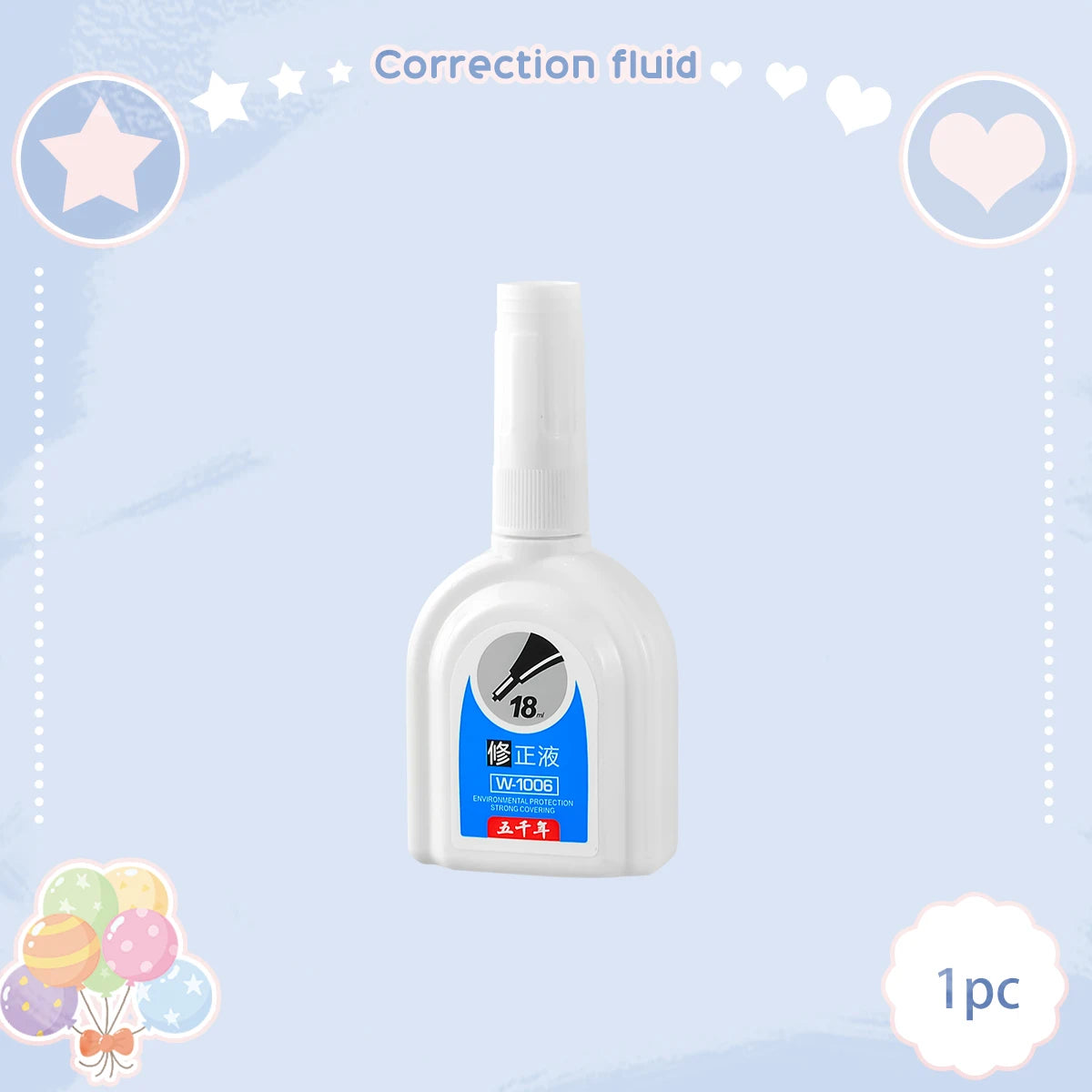 WQN-1/3/6PCS Simple White Correction Fluid 18ml, Fine Needle Tip, Anti-Stain, Durable, for Students and Office Supplies