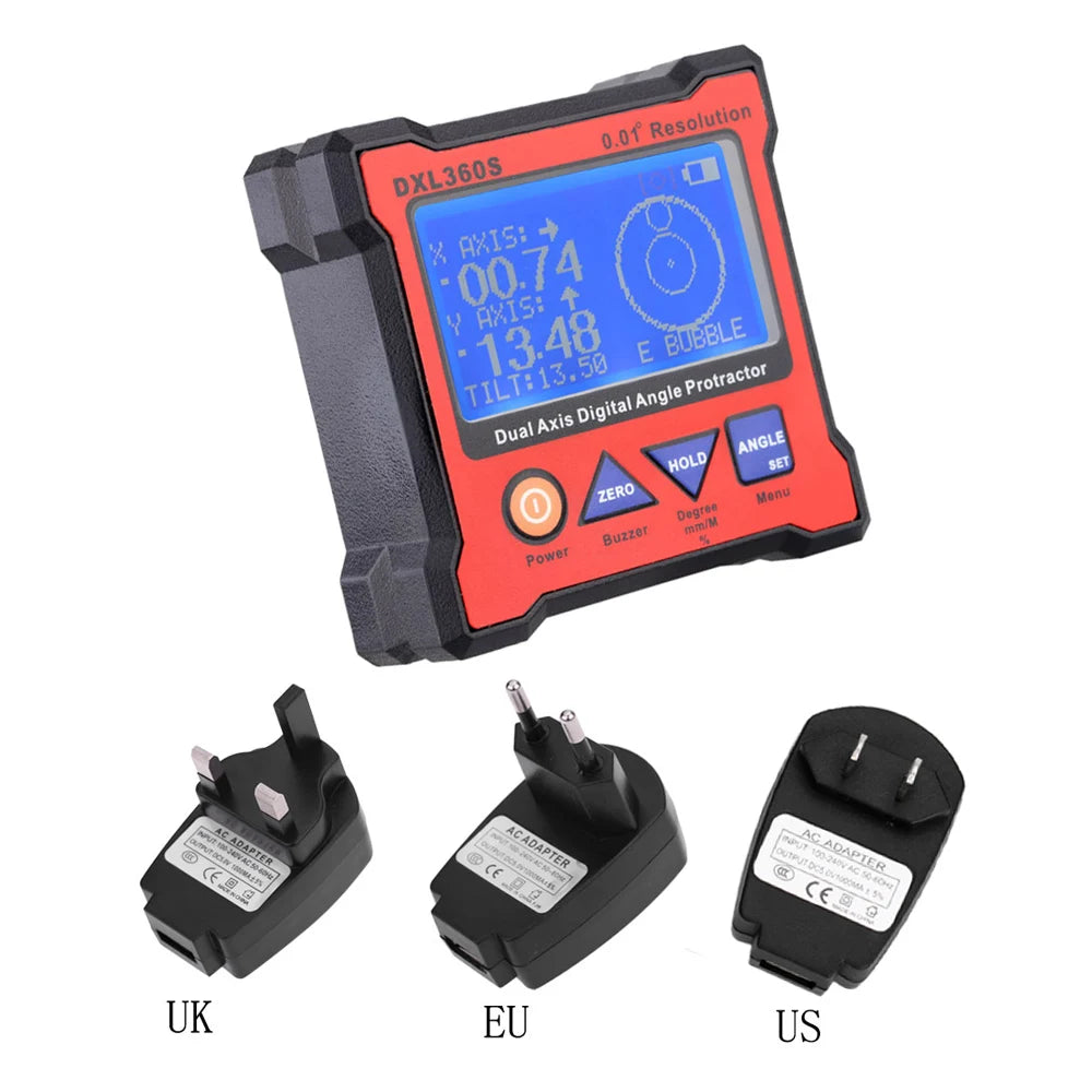 DXL360/DXL360S Dual Axis Digital Angle Protractor with 5 Side Magnetic Base High-precision Dual-axis Digital Display Level Gauge