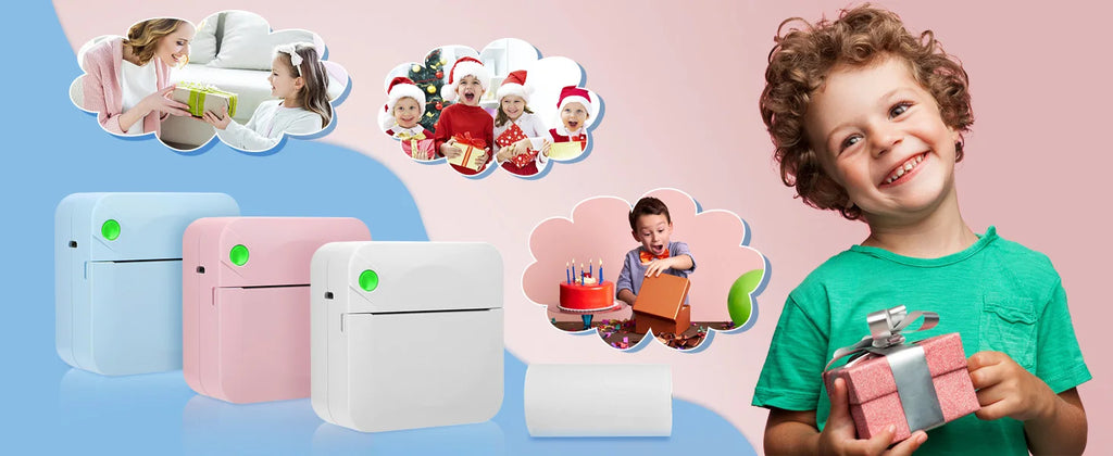 Mini Portable Printer Thermal Printing Sticker Wireless Inkless Mini Pocket Printer Self-adhesive Label Printer Photo Printer