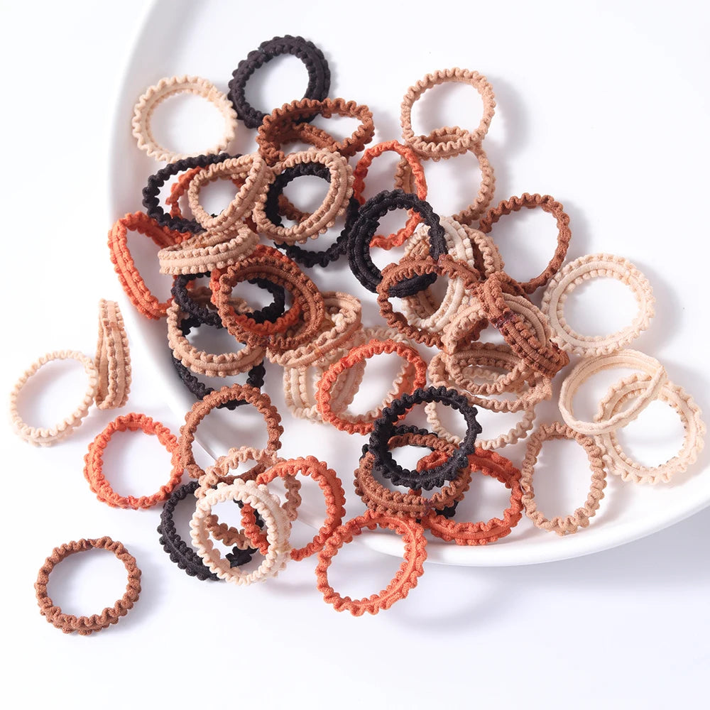 50Pcs Children Small Rubber Bands Girls Hair Ties Headbands Non Damaging Tie Ponytail High Elastic Durable Scrunchies Hair Rope