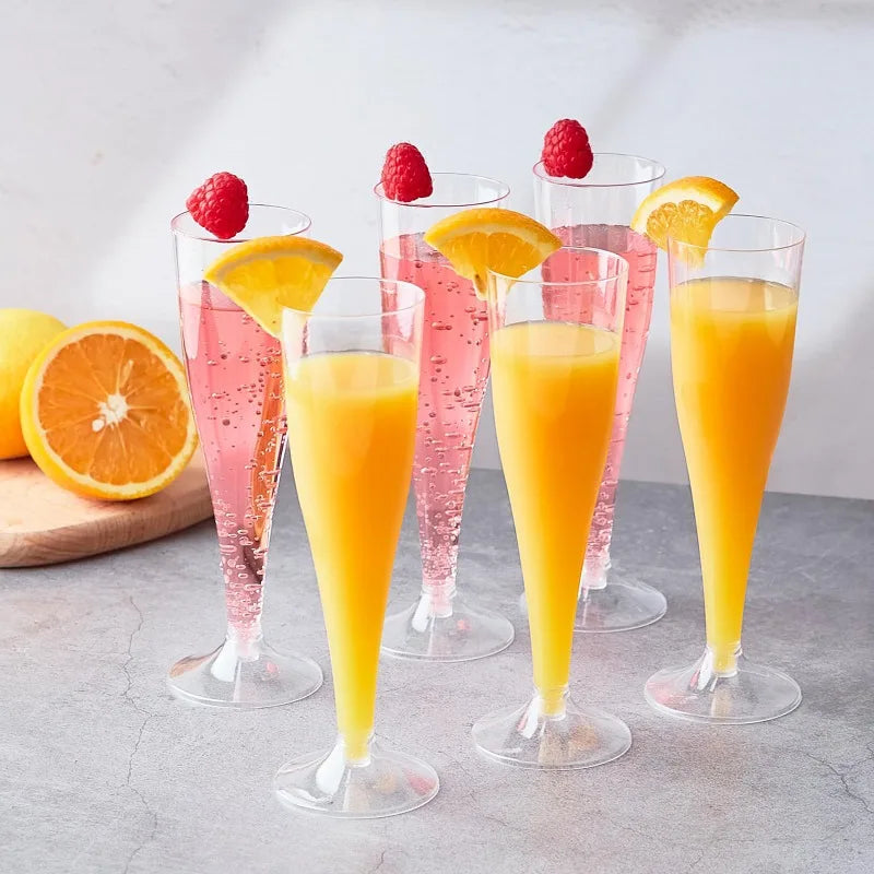 100pcs 5oz Disposable Cups Sparkling Champagne Bar Cups Plastic Champagne Flutes Clear Toasting Glasses for Weddings Party