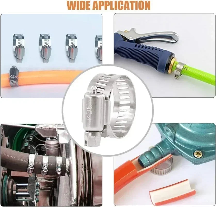 10-50pcs Hose Clips Pipe Clamps Stainless Steel Hoop Clamp Hose 304 Stainless Steel Automotive Pipes Clip Fixed Tools Wholesale