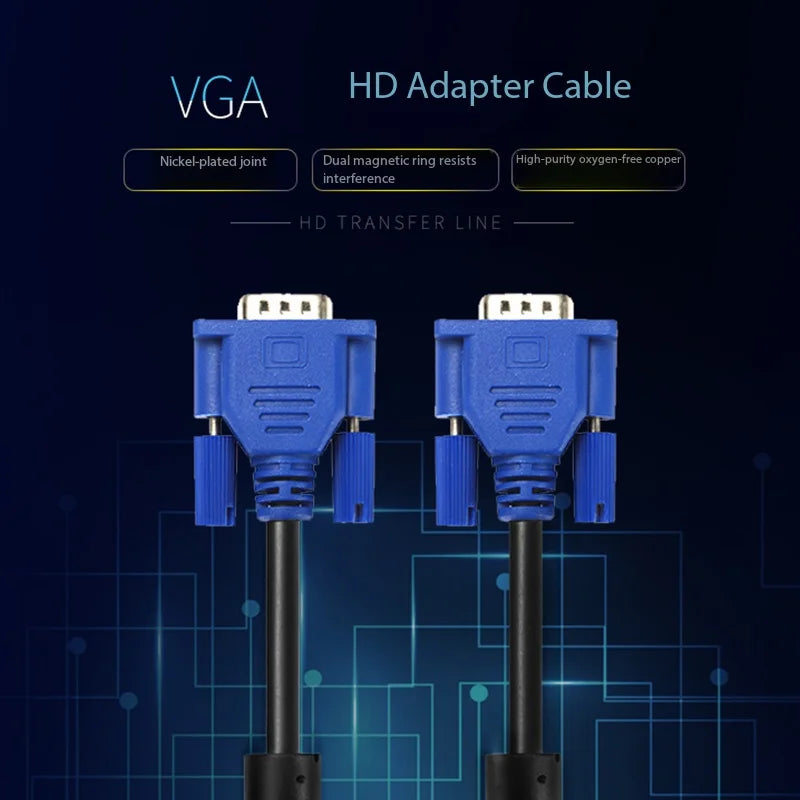 VGA 3 5 Cable Male To Male High Definition Computer Projector Monitor Video Data Cable With Magnetic Ring