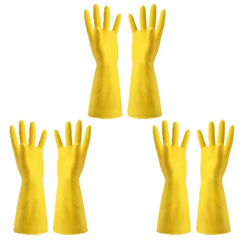 3 Pairs for Kitchen Washing Bowl Washing Clothes Vegetable Cleaning Household Latex Dish Washing Gloves Women's Household