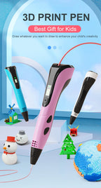 3d Pen for kids Creatived Toy DIY 3D Printing Pen Type-C Rechargeable 3D Pens Set with 200M PLA Filament for Children Gift