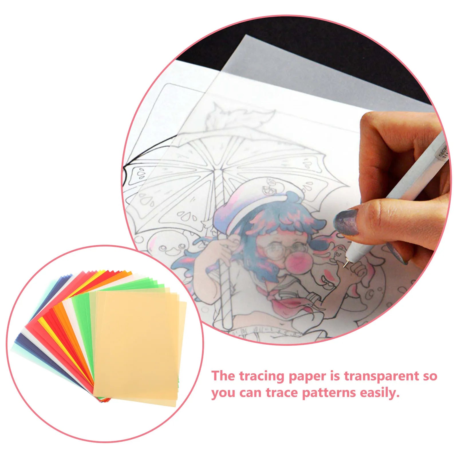 40Pcs Sulfate Pearl Tracing Paper Set Assorted Colors Thick Fade Resistant for Engineering Drawing Calligraphy Copy Art Projects