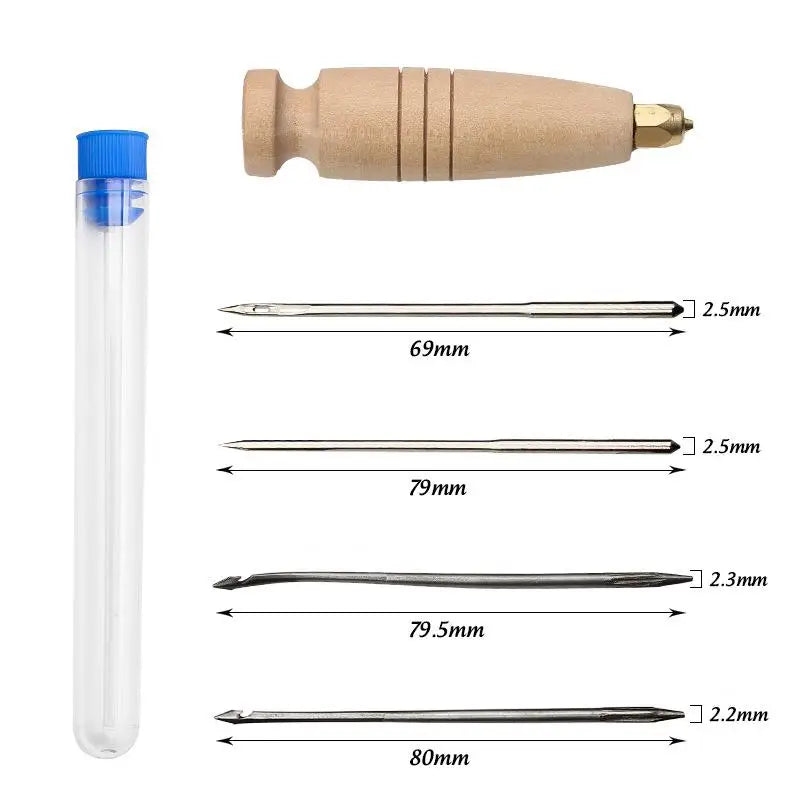 Leather Sewing Awl Set Metal/Wood/Plastic Multifunctional Shoes Repair Tool Kit Punch Stitching Needles DIY Candle Mold Punching