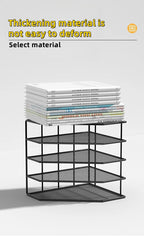 3 or 4 Slot Desktop File Organizer Metal Mesh Magazine Book Document Holder Black White for Office School Home Students Teachers