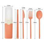 Wheat Straw Portable Reusable Spoon Fork Spoon Portable Cutlery Sets With Case Tableware Set