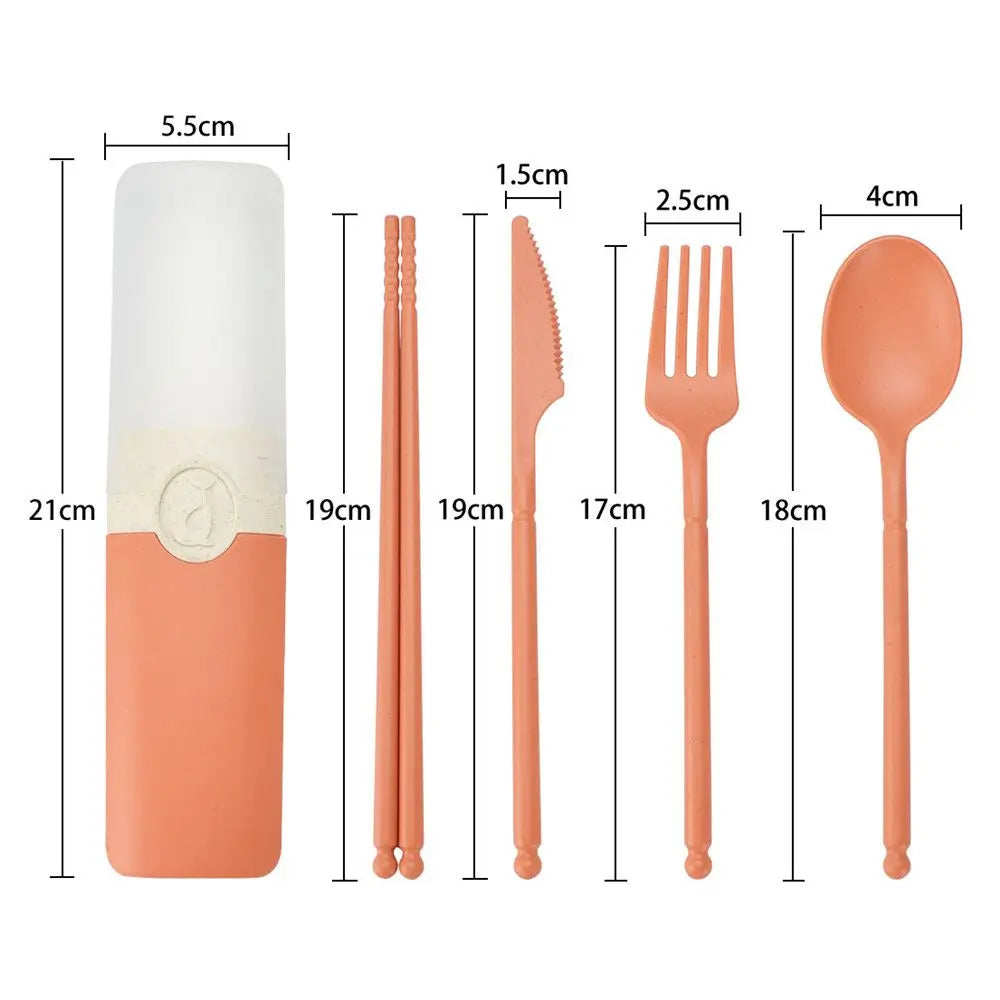 Wheat Straw Portable Reusable Spoon Fork Spoon Portable Cutlery Sets With Case Tableware Set